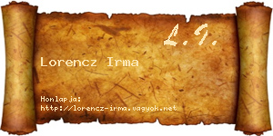 Lorencz Irma névjegykártya